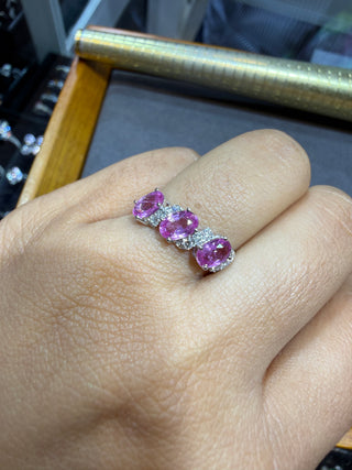 ANILLO 28- ZAFIROS ROSAS - 18K - Talla 7