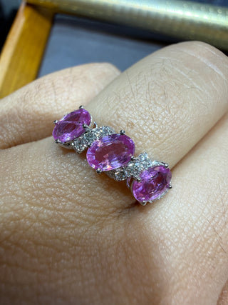 ANILLO 28- ZAFIROS ROSAS - 18K - Talla 7