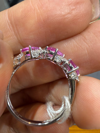 ANILLO 28- ZAFIROS ROSAS - 18K - Talla 7