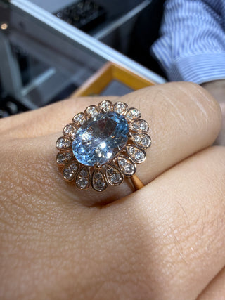 ANILLO 25 - AGUAMARINA - 18K - Talla 7