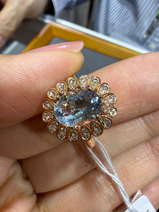 ANILLO 25 - AGUAMARINA - 18K - Talla 7