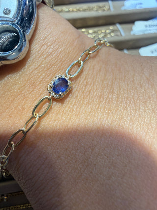 PULSERA ZAFIRO AZUL Y DIAMANTES NATURALES 18K