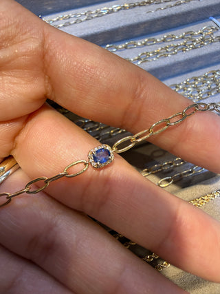 PULSERA ZAFIRO AZUL Y DIAMANTES NATURALES 18K