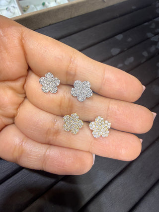 ARETES Flor Pavé - NATURAL - 18K