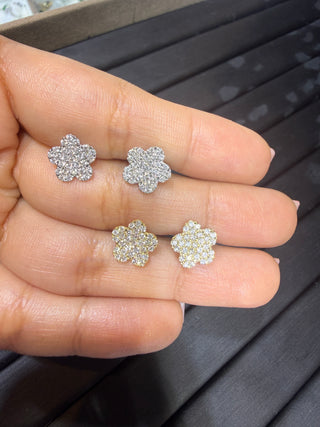 ARETES Flor Pavé - NATURAL - 18K