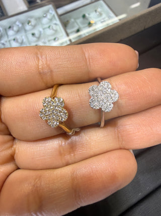 ANILLO Flor pavé - NATURAL - 18K