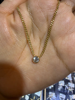 COLLAR Solitario bisel - NATURAL - 18K