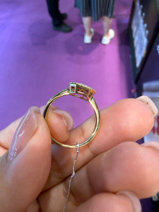 ANILLO RUBÍ HALO - NATURAL - 18K - Talla 7