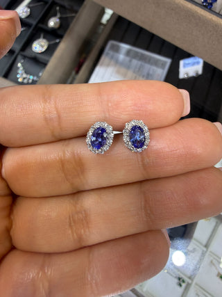 ARETES ROSETTA CON HALO DE DIAMANTES -NATURALES