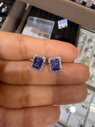 ARETES TANZANITAS Y DIAMANTES -NATURALES