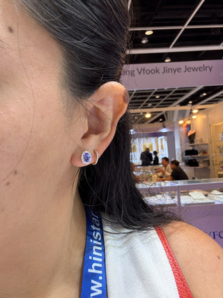 ARETES ROSETTA CON HALO DE DIAMANTES -NATURALES