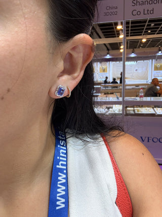 ARETES TANZANITAS Y DIAMANTES -NATURALES